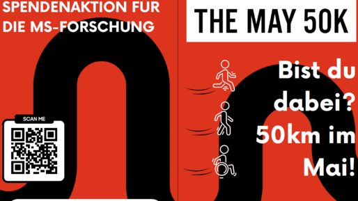 May50K Eine Laufstrecke. Darauf Icons mit Figuren, die rennen, laufen und rollen.